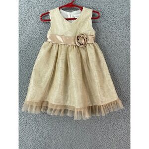 Kidture Collection Party Dress Kids 2T Ivory Gold Glitter Tulle Ruffle Excellent